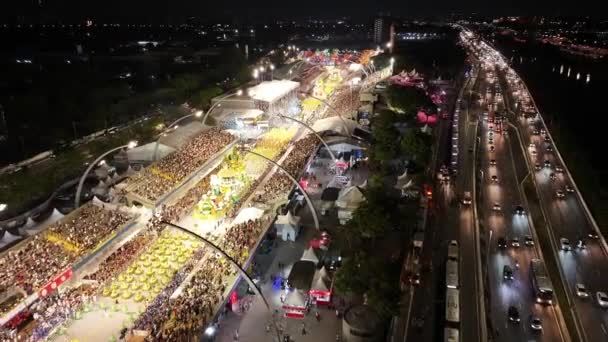 Sao Paulo Brezilya Daki Karnaval Geçidi Karnaval Geçidi Samba Okul — Stok video
