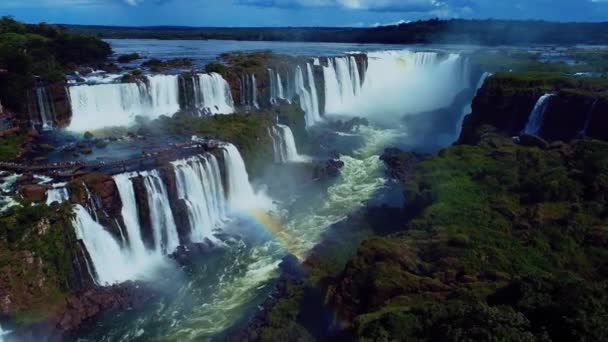 Wodospad Iguazu Parana Brazylia Wodospady Woda Płynąca Kaskada Parana Brazylia — Wideo stockowe