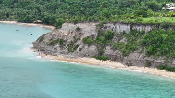 Beach Cliffs Trancoso Bahia Brazil Beach Landscape Brazilian Northeast Bahia — Stock Video