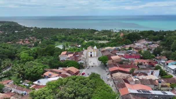Arraial Dajuda Kilisesi Arraial Dajuda Bahia Brezilya Ortaçağ Kilisesi Doğa — Stok video