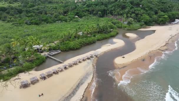 Пляж Espelho Trancoso Bahia Бразилия Пляжный Пейзаж Бразильский Северо Восток — стоковое видео