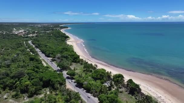 Παραλία Cruzeiro Στο Porto Seguro Bahia Βραζιλία Ειδυλλιακή Παραλία Τοπίο — Αρχείο Βίντεο
