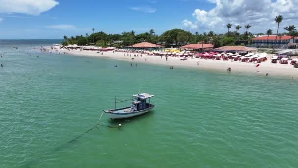 Bootssegeln Santa Cruz Cabralia Bahia Brasilien Idyllischer Strand Naturlandschaft Bahia — Stockvideo