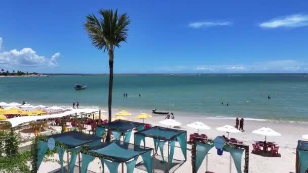Beach Club Santa Cruz Cabralia Bahia Brasilien Strandlandschaft Brasilianischer Nordosten — Stockvideo