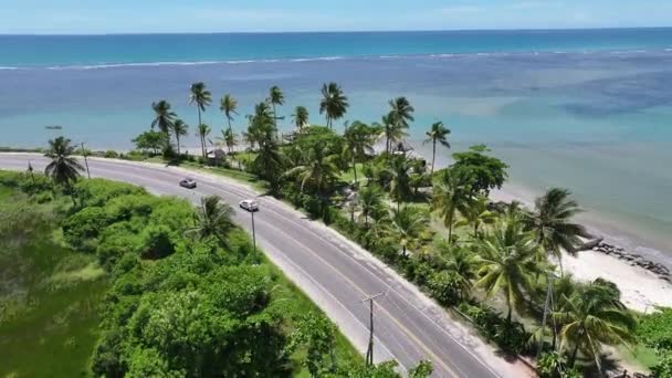 Coastal Road Porto Seguro Bahia Brasil Paisaje Playa Nordeste Brasileño — Vídeo de stock
