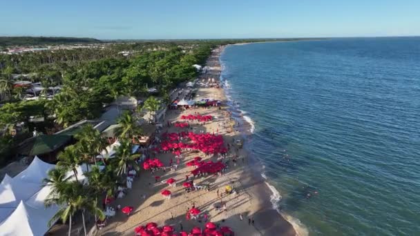 Taperapua Strand Porto Seguro Bahia Brasilien Strandlandschaft Brasilianischer Nordosten Bahia — Stockvideo