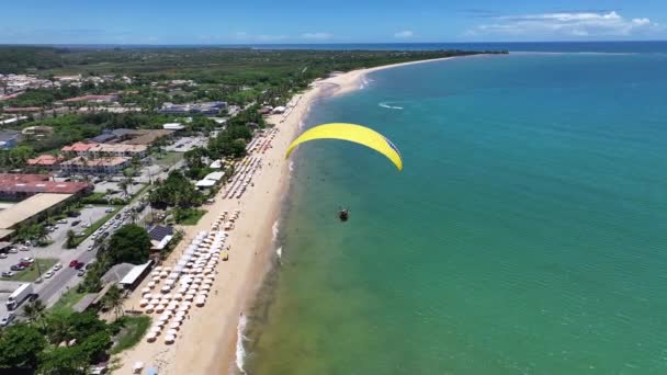 Parasail Porto Seguro Bahia Brazilië Idyllisch Strand Natuurlandschap Bahia Brazilië — Stockvideo