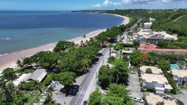 Παράκτιος Δρόμος Στο Porto Seguro Bahia Βραζιλία Ειδυλλιακή Παραλία Τοπίο — Αρχείο Βίντεο