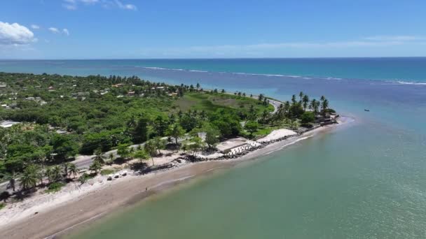 Τοπίο Παραλία Στο Πόρτο Σεγκούρο Bahia Βραζιλία Τοπίο Παραλίας Βορειοανατολικά — Αρχείο Βίντεο