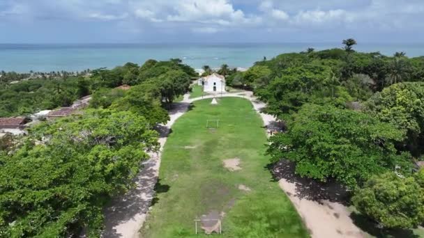 Trancoso Meydanı Trancoso Bahia Brezilya Ortaçağ Kilisesi Doğa Manzarası Bahia — Stok video