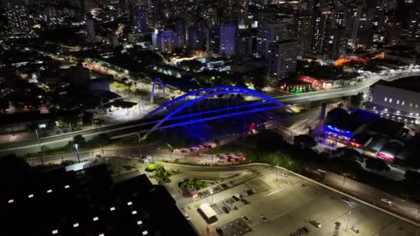 Sao Paulo Brezilya Daki Osasco Metal Köprüsü Şehir Köprüsü Trafik — Stok video