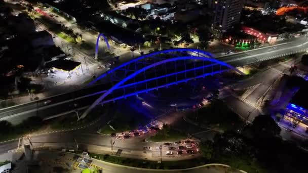 Felfüggesztés Híd Osasco Sao Paulo Brazília Belvárosi Híd Forgalmi Sao — Stock videók
