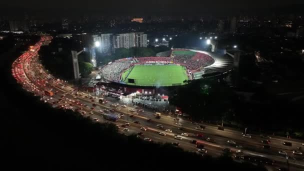 Canide Stadium San Paolo Brasile Paesaggio Urbano Night Scape Stadio — Video Stock