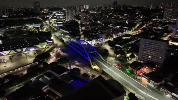Puente Metal Osasco Sao Paulo Brasil Puente Cityscape Carretera Sao — Vídeos de Stock