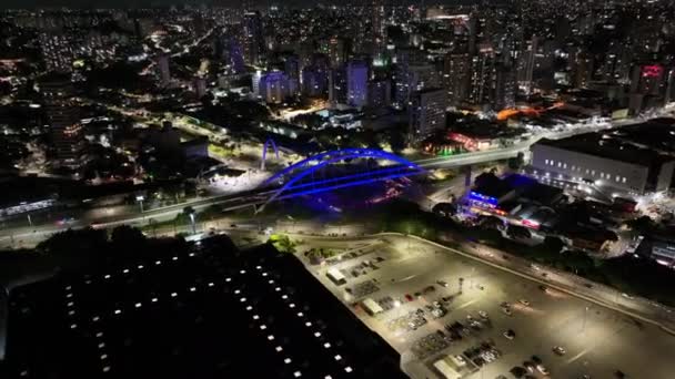 Most Wiszący Osasco Sao Paulo Brazylia Most Śródmieścia Ruch Uliczny — Wideo stockowe