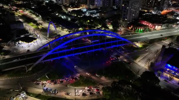 Metal Bridge Bij Osasco Sao Paulo Brazilië Stadsgezicht Brug Verkeersweg — Stockvideo