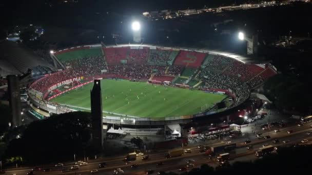Стадион Каниде Сан Паулу Бразилия Ночной Скайп Футбольный Стадион Сан — стоковое видео