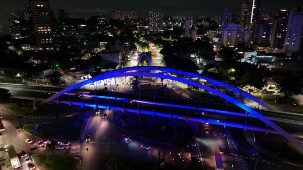 Puente Colgante Osasco Sao Paulo Brasil Puente Del Centro Carretera — Vídeos de Stock