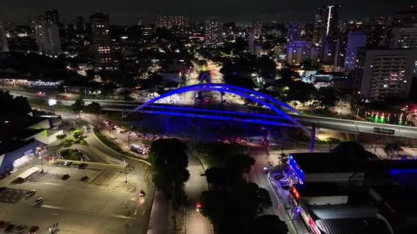 Metallbrücke Bei Osasco Sao Paulo Brasilien Stadtlandschaftsbrücke Verkehrsstraße Sao Paulo — Stockvideo