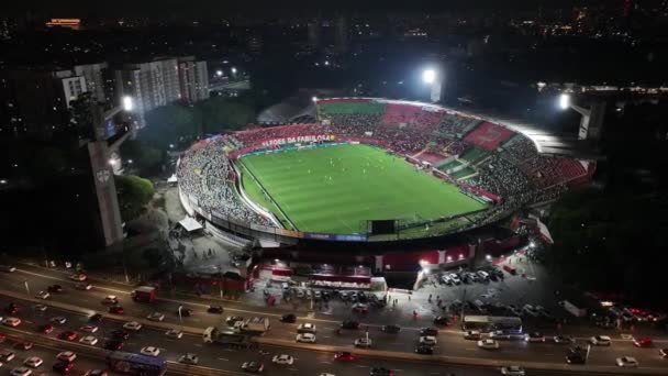 Футбольний Стадіон Сан Паулу Бразилія Міський Пейзаж Ніч Спортивна Подія — стокове відео