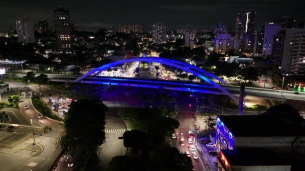 Sao Paulo Brezilya Daki Osasco Metal Köprüsü Şehir Köprüsü Trafik — Stok video