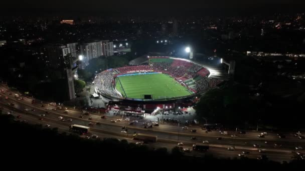 Canide Stadion Sao Paulo Brazilië Cityscape Night Scape Voetbalstadion Sao — Stockvideo