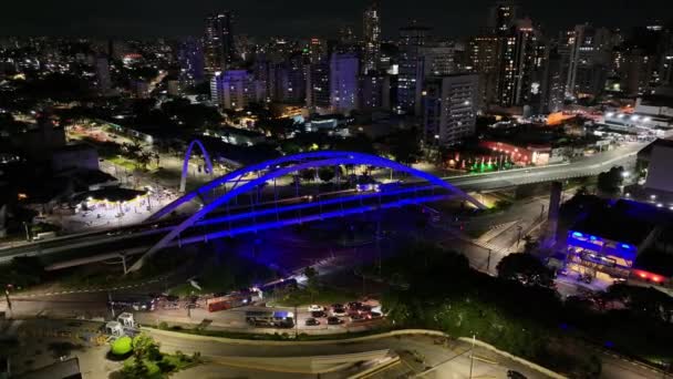 Ponte Metal Osasco São Paulo Brasil Ponte Cityscape Estrada Trânsito — Vídeo de Stock