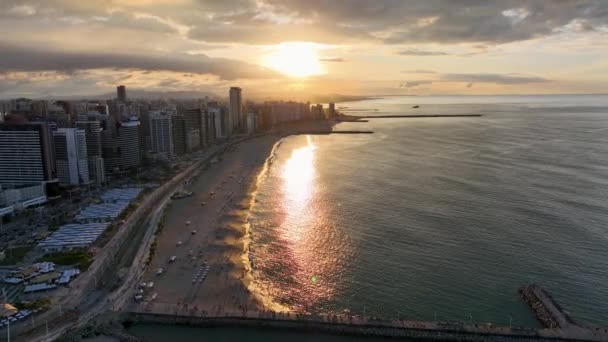 Sunset Beach Bij Fortaleza Ceara Brazilië Binnenstad Stadsgezicht Strand Landschap — Stockvideo