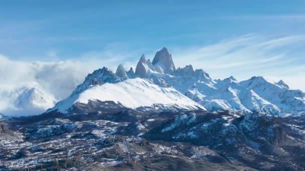 Chalten Mountain Chalten Santa Cruz Argentina Paisaje Nevado Vista Aérea — Vídeo de stock