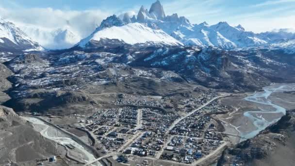 Montagna Fitz Roy Chalten Patagonia Argentina Paesaggio Naturale Sfondo Viaggio — Video Stock