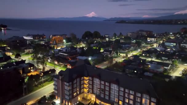 Naplemente Városa Puerto Varasban Los Lagos Chilében Természeti Táj Utazási — Stock videók