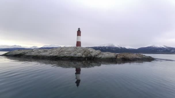 Famous Lighthouse Ushuaia City Beagle Channel Chile Border Patagonia Argentina — Vídeo de stock
