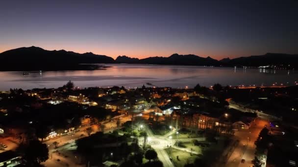 Sunset City Puerto Natales Antartika Chili Lanskap Alam Latar Belakang — Stok Video