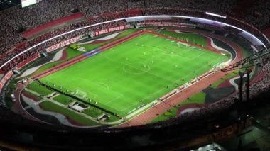Sao Paulo Brezilya 'daki futbol stadyumu. Şehir Manzarası Gecesi. Spor Etkinliği. Sao Paulo Brezilya. Futbol stadyumu. Sao Paulo Sao Paulo Brezilya Futbol Stadyumu.