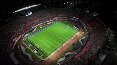 Sao Paulo Brezilya 'daki futbol stadyumu. Şehir Manzarası Gecesi. Spor Etkinliği. Sao Paulo Brezilya. Futbol stadyumu. Sao Paulo Sao Paulo Brezilya Futbol Stadyumu.