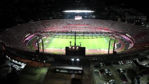 Fotbollsstadion Sao Paulo Brasilien Stadskväll Idrottsevenemang São Paulo Brasilien Fotbollsstadion — Stockvideo
