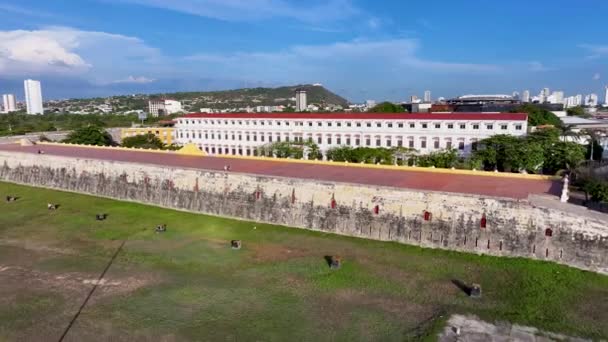 Murowane Miasto Cartagena Indias Bolivar Kolumbia Ściany Krajobrazu Kartageńskiego Średniowieczne — Wideo stockowe