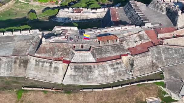 Форт Сан Феліпе Картахені Болівар Колумбія Середньовічна Будівля Стіни Картахена — стокове відео