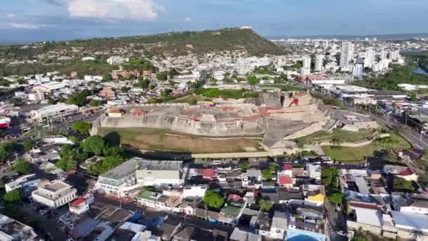 Castelo San Felipe Cartagena Indias Bolívar Colômbia Paredes Cartagena Paisagem — Vídeo de Stock
