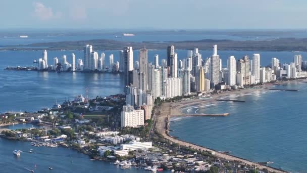 Zona Moderna Cartagena Indias Bolivar Colombia Mura Cartagena Paesaggio Città — Video Stock