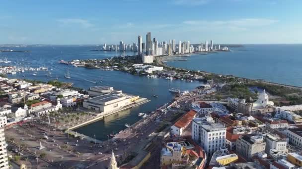 Cartagena Skyline Cartagena Indias Bolívar Colômbia Paredes Cartagena Paisagem Cidade — Vídeo de Stock