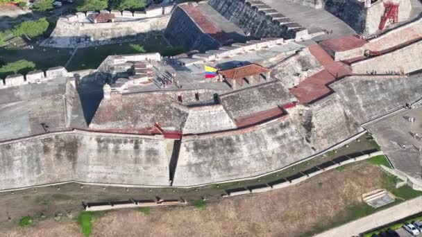 Fort San Felipe Kartagenie Bolivar Kolumbia Średniowieczny Budynek Ściany Kartageńskiej — Wideo stockowe