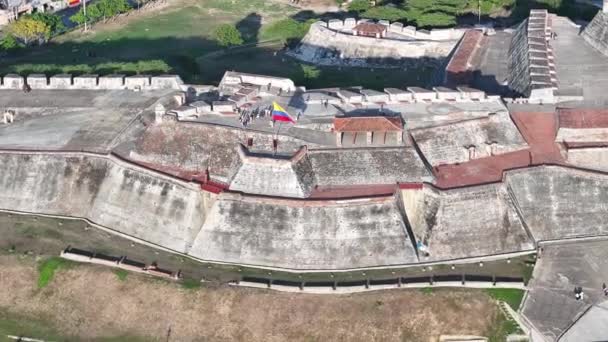 Bolivar Kolombiya Daki Cartagena Ortaçağ Kalesi Ortaçağ Binası Cartagena Sahnesi — Stok video