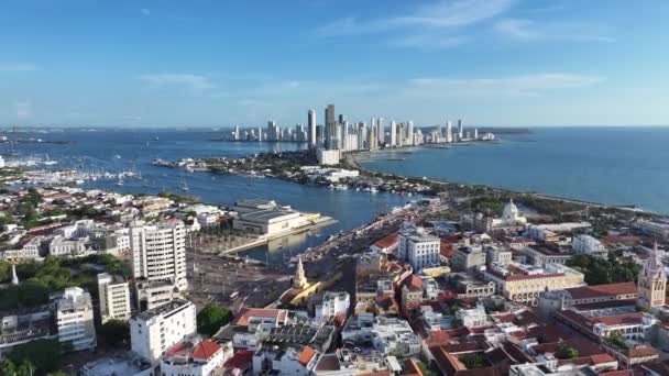 Baia Cartagena Cartagena Indias Bolivar Colombia Mura Cartagena Paesaggio Città — Video Stock