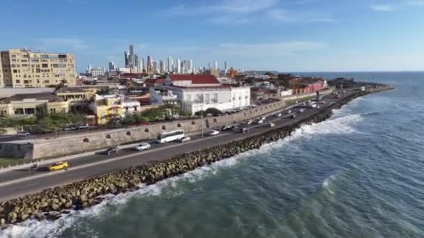 Cidade Murada Cartagena Indias Bolívar Colômbia Paredes Cartagena Paisagem Cidade — Vídeo de Stock