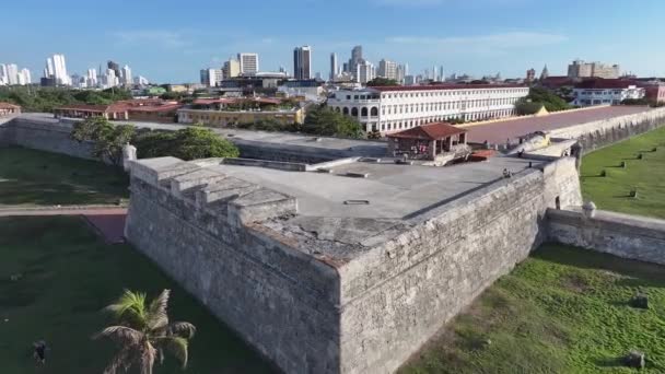 Slavná Budova Cartageně Bolívarové Kolumbii Středověká Budova Stěny Cartagenské Scenérie — Stock video