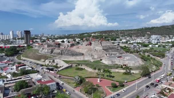 Castello San Felipe Cartagena Indias Bolivar Colombia Mura Cartagena Paesaggio — Video Stock