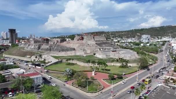 Castelo Medieval Cartagena Indias Bolívar Colômbia Paredes Cartagena Paisagem Cidade — Vídeo de Stock