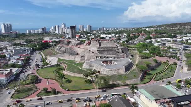 Fuerte Medieval Cartagena Indias Bolívar Colombia Murallas Del Paisaje Cartagena — Vídeos de Stock