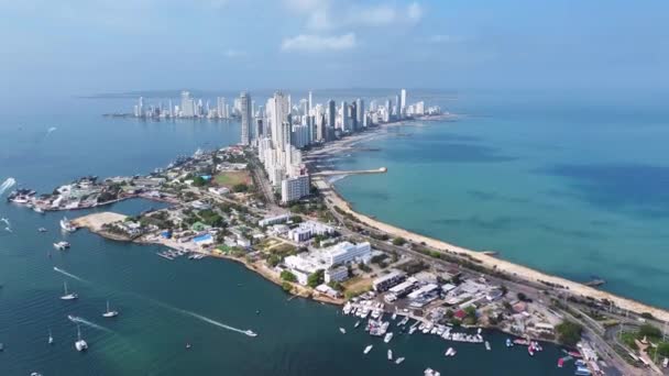 Cartagena Skyline Cartagena India Bolivar Kolumbiában Karib Tengeri Városkép Belső — Stock videók